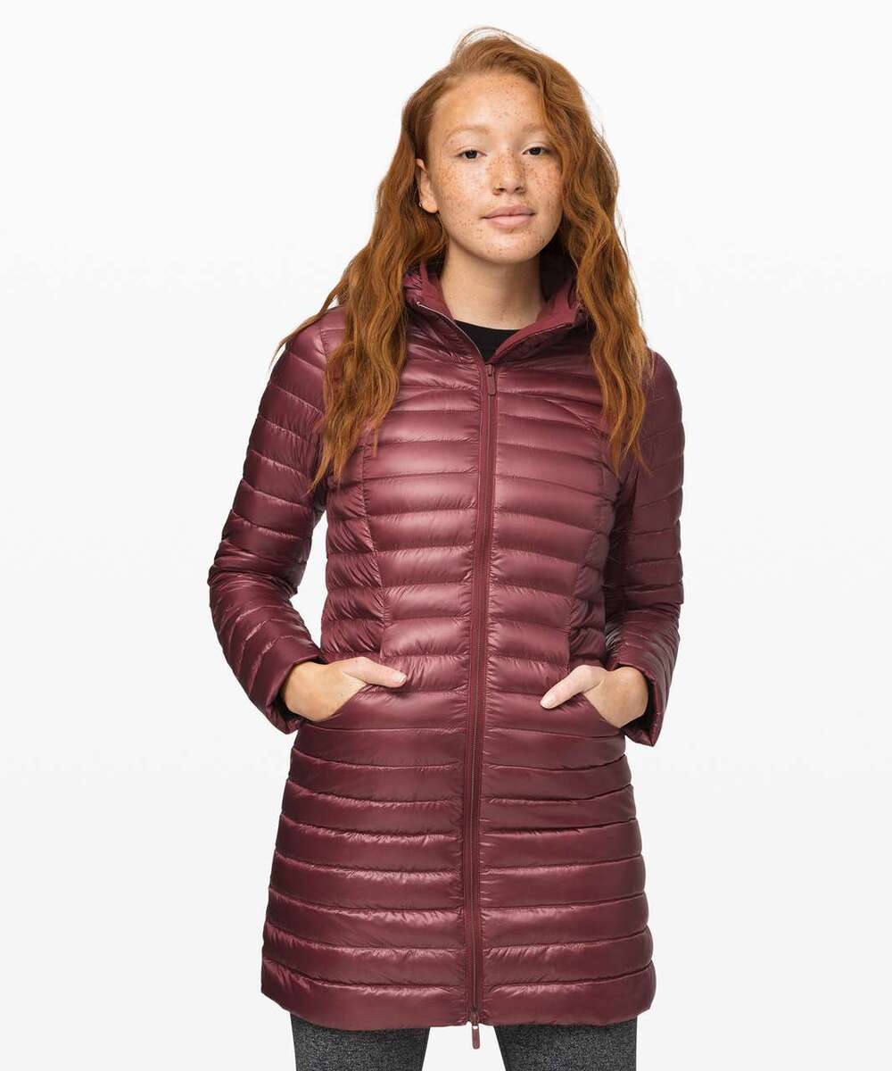 Lululemon Pack It Down Long Jacket Goose Down Shine Chianti Size 6